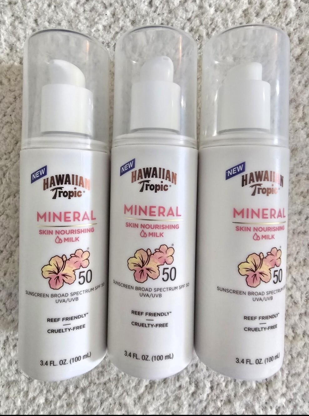 3pk Hawaiian Tropic Mineral Skin Nourishing Milk SPF 50